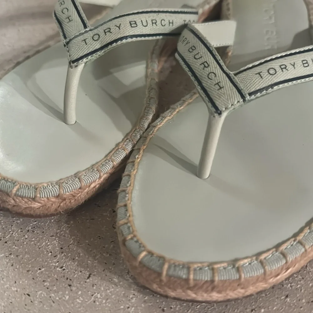Tory Burch Espadrille Sandals Meadow Mist/Perfect Navy‎ Size 7.5